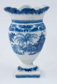 Ceramics: A Cambrian (Swansea) pearlware 'pouch' vase, 19th century, the flattened form transfer pri