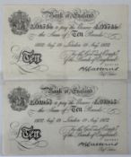 Banknotes: Operation Bernhard, German Forged Notes WW2, (2) Basil Gage Catterns, £10, London, 19th A