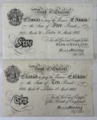 Banknotes: Ernest M Harvey 1918-25, £5 ( 2 ) Black on White, London 20th March 1925, 089/E 70060, lo