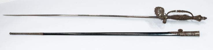Edged weapons: A cut steel court sword, 19th century, the three-sided blade inscribed 'Marshall &amp