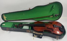 Musical Instruments: an early 20th century Italian violin, bearing a label inside for Ettore Soffrit