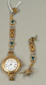 Watches: an 18ct yellow gold cased trench style watch, the enamel dial signed 'Hardy Bros Ltd', the 