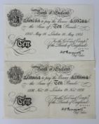 Banknotes: Operation Bernhard German forgery’s WW2 K O Peppiatt £10 note, London 16th May 1935, No K