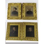 Artwork: a group of two pairs of oleographs, one pair a military gentleman and his wife, the other a
