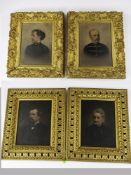 Artwork: a group of two pairs of oleographs, one pair a military gentleman and his wife, the other a