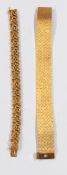 Jewellery: a 9ct yellow gold bracelet, mid century, of modernist design, hallmarked, 18.5cm long, 20