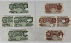 Banknotes: K O Peppiatt, Third period £1 notes (4), serial Numbers R92A 749581, R27A 557217, R27A 55