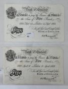 Banknotes: K O Peppiatt, £5 Notes, (3) First Period, London 14th Sept 1934, No A/121 99811, and Lond