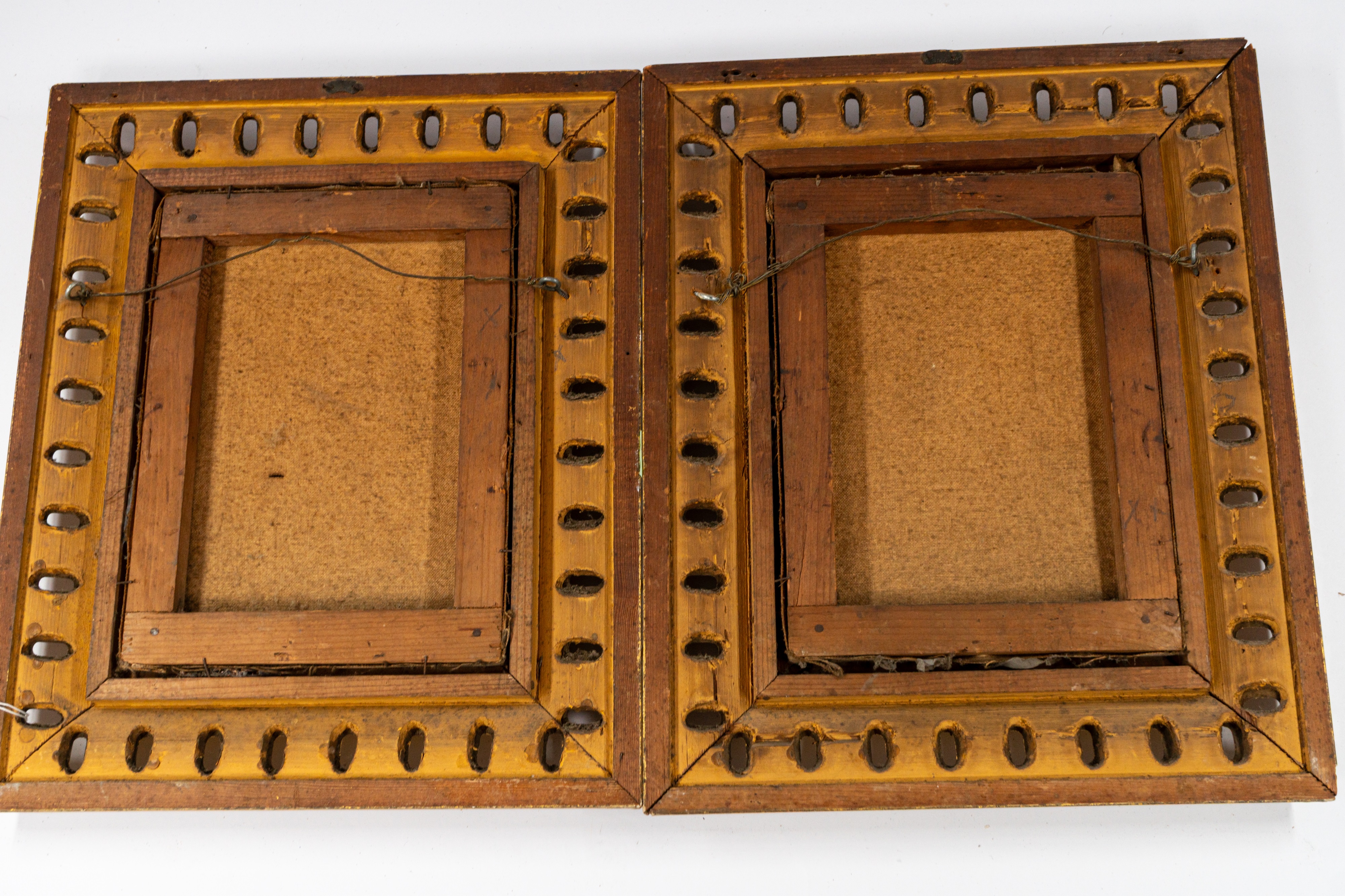 Artwork: a group of two pairs of oleographs, one pair a military gentleman and his wife, the other a - Image 8 of 9