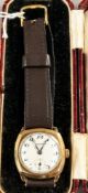 Watches: a 9ct gold cased gentleman's wristwatch by Rotary, on replacement leather strap, 3.1cm acro