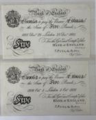 Banknotes: Cyril P Mahon, £5 Notes (2) London 5th October 1926, 195/E 60858, and London 23rd Decembe