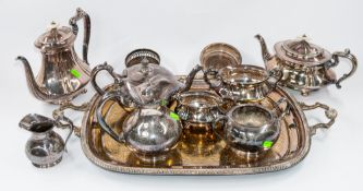 Silver Plate: a four piece tea set by Cooper Bros, with mother of pearl finials, together with an un