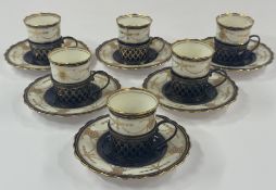 Ceramics: A silver-mounted Aynsley porcelain coffee set, c.1920, hallmarked for Birmingham, the slen