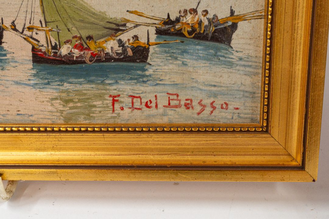 Frances H McKay (American, 1880-1969) Boats in a harbour Signed 'F. H. McKay' bottom left, oil on ca - Image 4 of 6