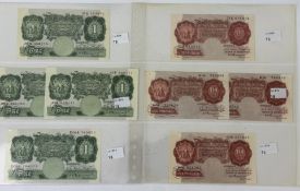 Banknotes: K O Peppiatt, First Period, 10/- Notes (4) EPM B235, No A04 720629, B99 794310, EPM B236,