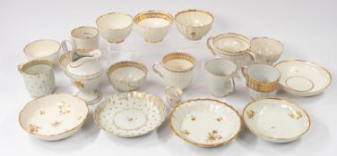 Ceramics: Four English porcelain teabowls and saucers, late 18th century, including Worcester and Ca