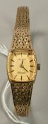 Watches: a ladies 9ct gold wristwatch by Jean Renet, with integral mesh strap and quartz movement. 1