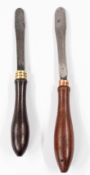 Tools: a near pair of Holtzapffel & Co ornamental turning or lathe chisels, 19th century, with r