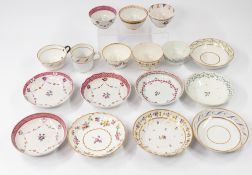 Ceramics: Five English porcelain teabowls and saucers, late 18th/early 19th century, two spiral flut
