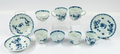 Ceramics: A Worcester blue and white associated trio, c.1760, comprising a teabowl, coffee cup and s
