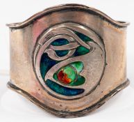 Silver: an Art Nouveau Liberty & Co Cymric silver and multi coloured enamel napkin ring, designe