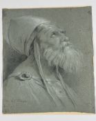 Pictures: Louis Gabriel Blanchet (1705-1772) Head of a bearded clerical man looking up Signed L G Bl