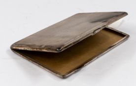 Silver: an Art Deco cigarette case, Birmingham 1931, with engine turned exterior and gilt interior, 
