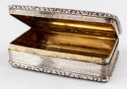 Silver: a silver hinged snuff box, Birmingham 1826, with engine engraving and gilt interior, hallmar