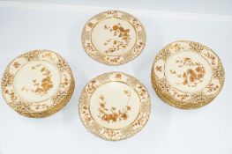 Ceramics: a good Royal Worcester part dessert service, date codes for 1889, decorated in gilt and re