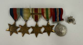 Militaria: a court mounted WW2 medal group consisting of 1939-45 Star, Atlantic Star, Africa Star wi