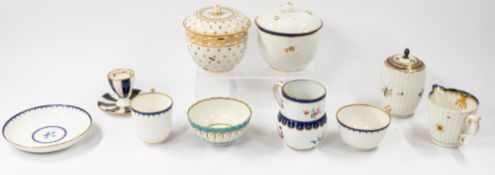Ceramics: Two Derby sucriers and covers, c.1790-1800, one decorated with gilt dots, the other with f