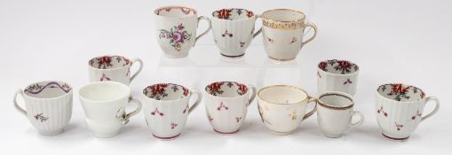 Ceramics: Four English porcelain coffee cups, late 18th/early 19th century, of flat fluted form, pai