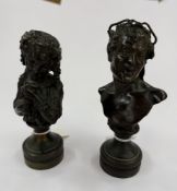 Decorative Arts: a 19th century bronze bust, probably Italian, depicting a satyr with a crown of flo