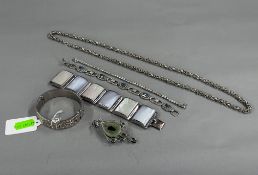 Silver Jewellery: a heavy gauge French white metal hinged bangle by Kenzo, a scrolled bark effect de