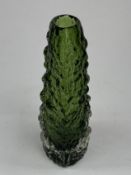 A Whitefriars Textured range Volcano glass vase designed by Geoffrey Baxter, mid century, of Meadow 