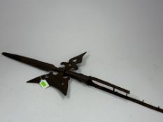 Militaria: an iron halberd head, probably European and dating from the 17th/ 18th century, with cent
