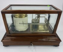 Scientific: a mahogany cased barograph by Negretti & Zambra, manufactured under licence from Sho