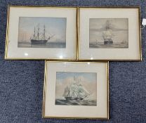 James Miller Huggins (British, c.1807-after 1865) Frigate at full sail Signed in pencil 'J M Huggins
