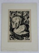 * Agnes Miller Parker (Scottish, 1895-1980) Swans in Floodwater, 1937Signed in pencil and dated bott