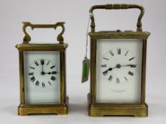 Clocks: a repeating brass cased carriage clock by Rappaport & Cie, the enamel dial bearing the r