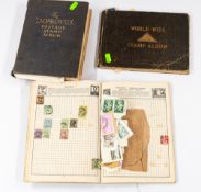 Stamps: an 'Improved' postage stamp album, 'World'Wide' stamp album, and 'The Wanderer' stamp album,