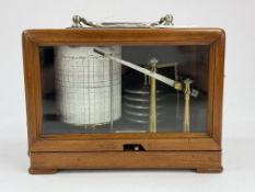 A miniature French barograph by Richard Freres, c.1920, stamped RF Brevete on the brass plate, enclo