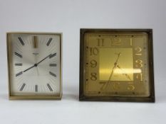A Mappin 8 Day mantel clock, the square dial with raised Arabic numbers, within a brass frame, and a