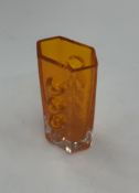 A Whitefriars 'Traffic Light' vase, designed by Geoffrey Baxter, the flattened hexagonal form moulde