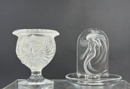 A Lalique cendrier, modern, Naiade 2838, engraved with a nymph on an arched plaque, and a Lalique sp