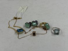 Costume Jewellery: a Swarovski bracelet, necklace, earrings and ring, all set with various coloured 
