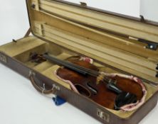 An antique French violin by Didier Nicolas l'aîné, 19th century, triangular stamp to the interior, c