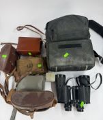 Photography: an Industar FT-2 panoramic camera, in leather case; a Rollieflex grey baby TLR camera, 