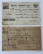 Banknotes: International Bank, Jersey £1 note serial number 1755, dated 9th Nov 1865, 4 pin holes, V