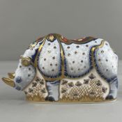 Ceramics: Royal Crown Derby; a limited edition paperweight in the form of an endangered rhino, 21cm,